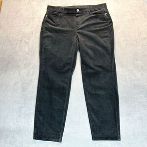 J Jill Size XL Corduroy Pants Black Stretch Straight Leg Pockets